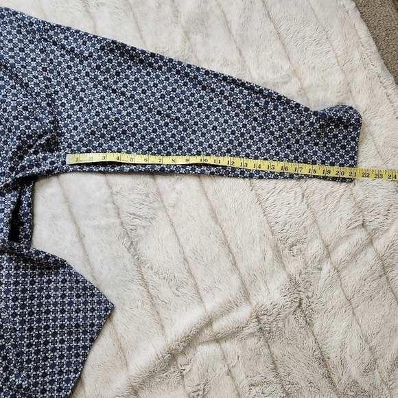 Men's Casual button-down shirt Collared Long sleeves Blue Tan Size L - Picture 11 of 11